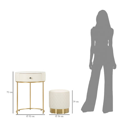 Nachtkastje met kruk Tall Bedside With Stool Sharon Ø 52×70 cm