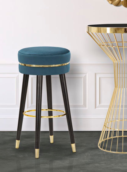 Barkruk Paris Teal/gold Ø 35×74 cm