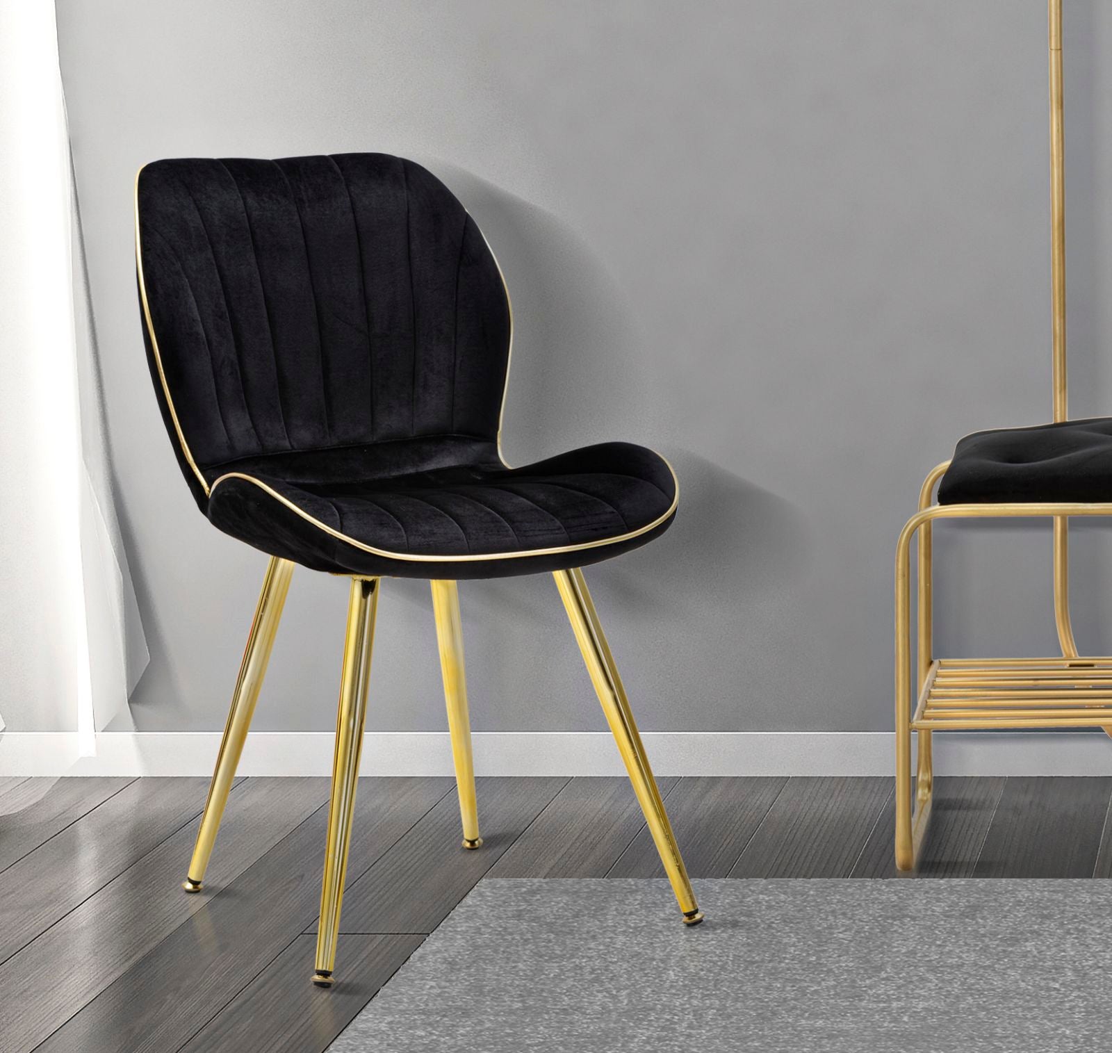 Stoel Paris Chair Space Black/gold Set 2 Pz 46×58×77 cm