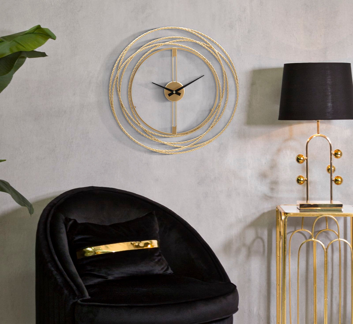 Wandklok Gold Strips Ø 50×4 cm