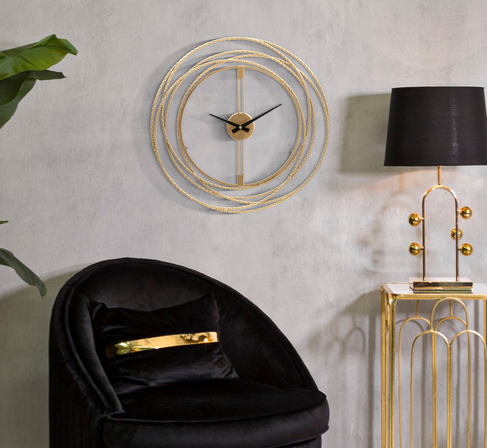 Wandklok Gold Strips Ø 50×4 cm