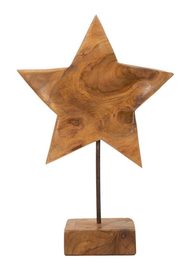 Decoratie Star Sculpture Teak 28×1242 cm