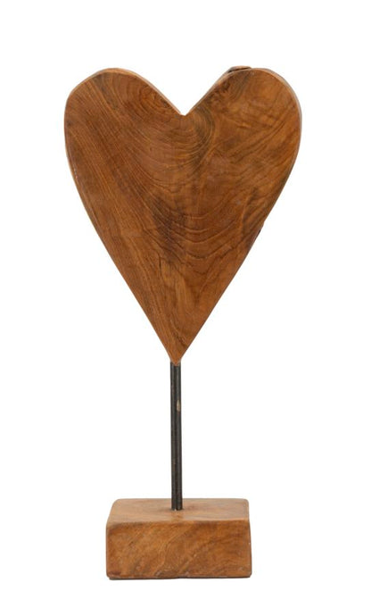 Decoratie Heart Sculpture Teak 15×10×35 cm