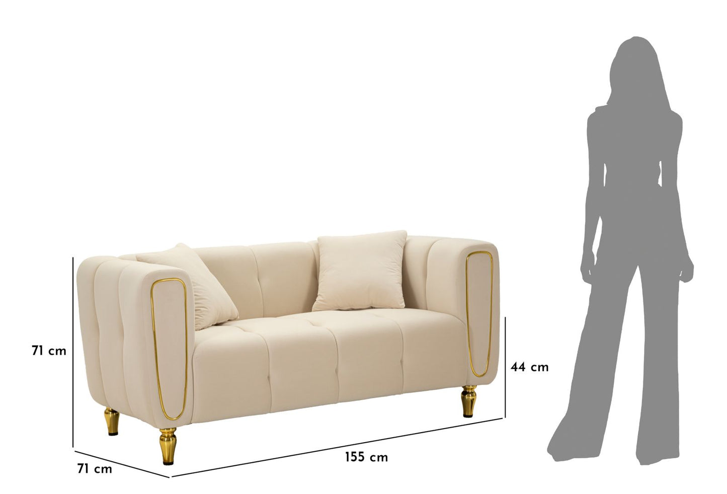 Bank Alma Cream With Cushions 155×81×71 cm