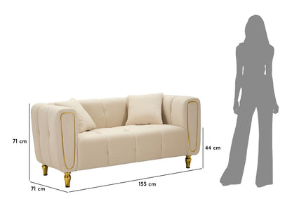 Bank Alma Cream With Cushions 155×81×71 cm