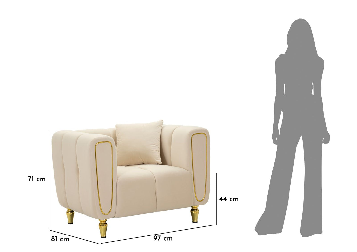 Fauteuil Alma Cream With Cushion 97×81×71 cm
