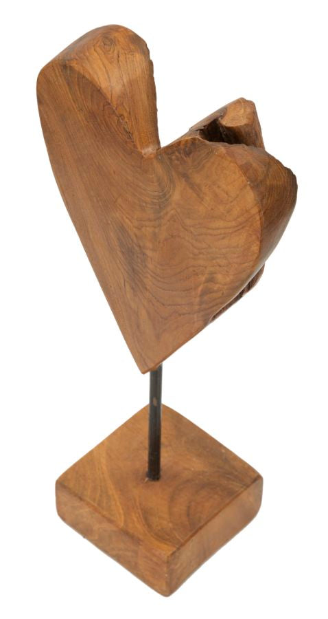 Decoratie Heart Sculpture Teak 15×10×35 cm