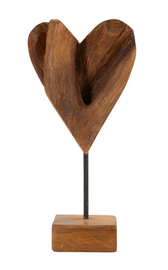 Decoratie Heart Sculpture Teak 15×10×35 cm