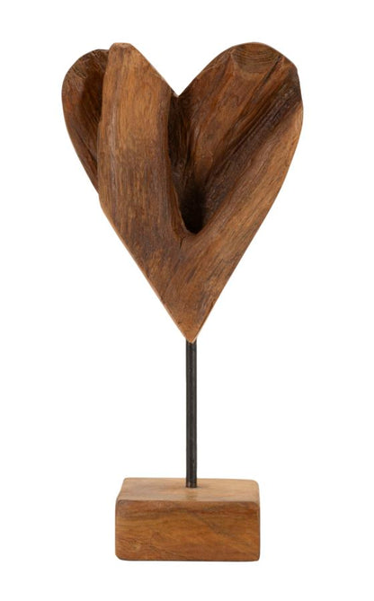 Decoratie Heart Sculpture Teak 15×10×35 cm
