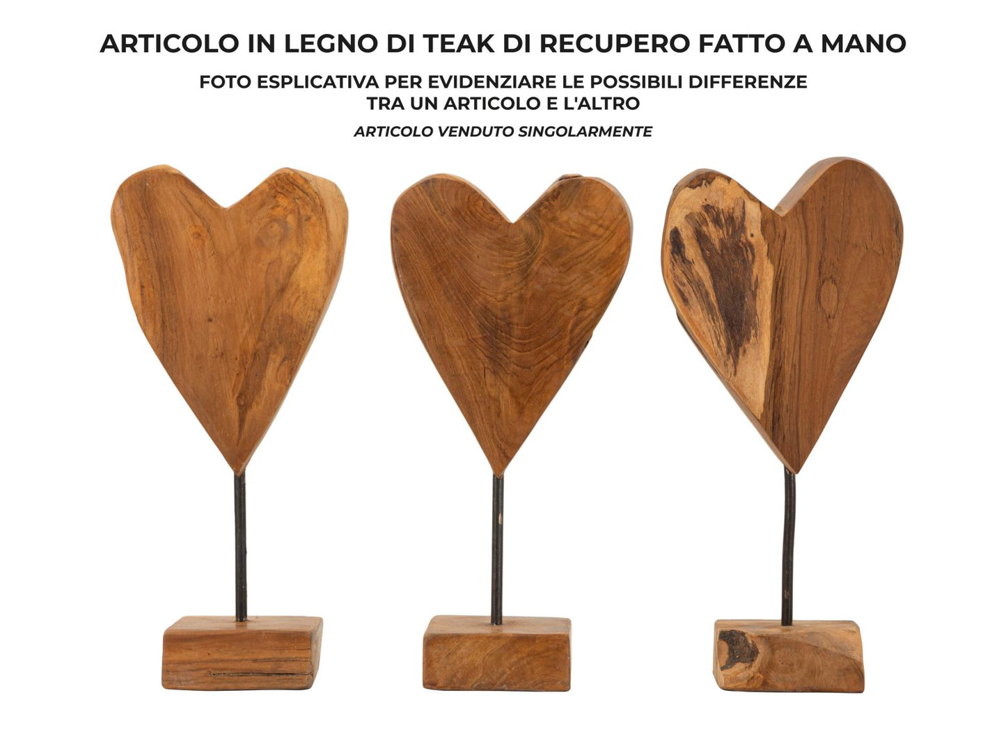 Decoratie Heart Sculpture Teak 15×10×35 cm