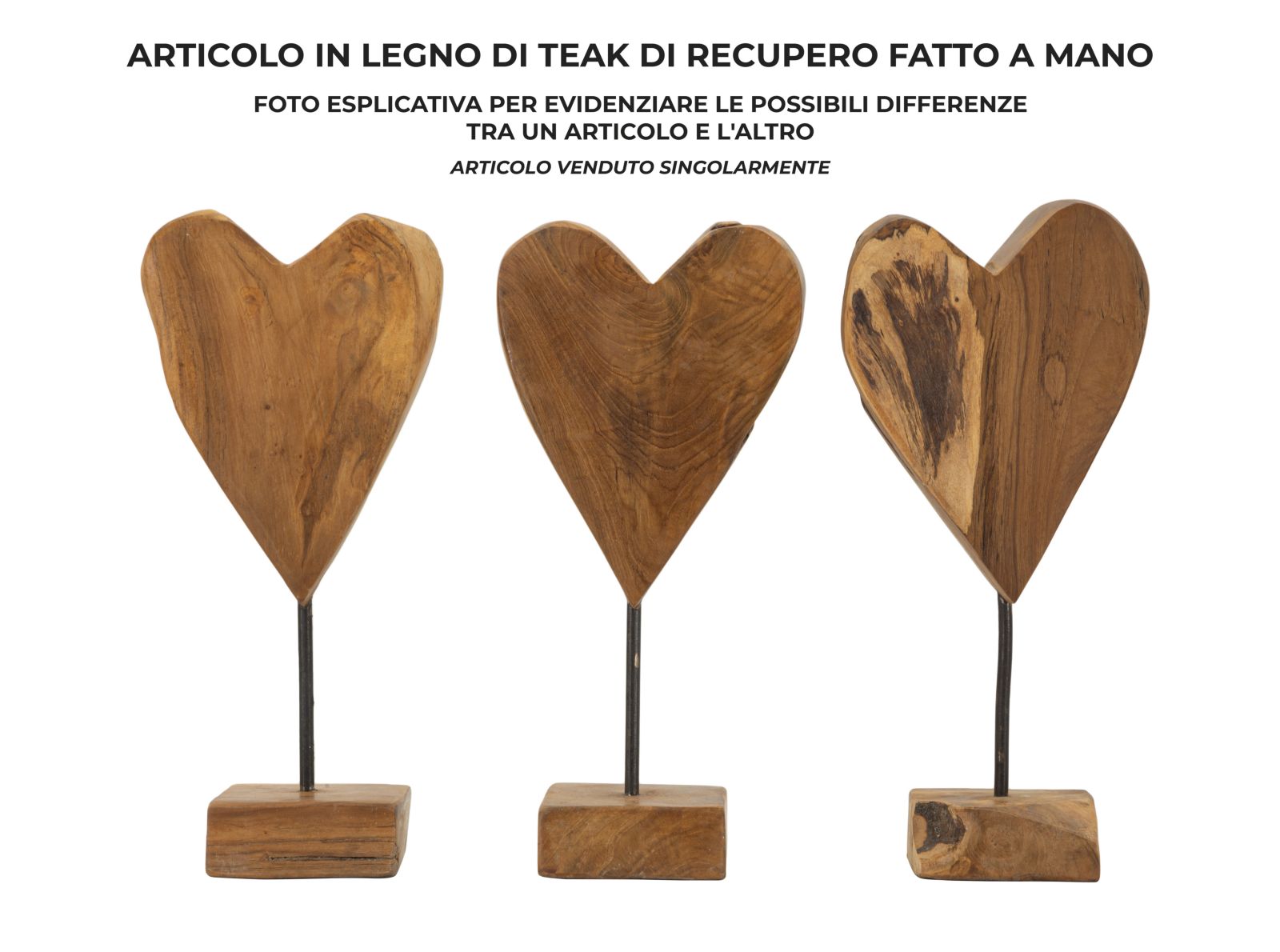 Decoratie Heart Sculpture Teak 15×10×35 cm
