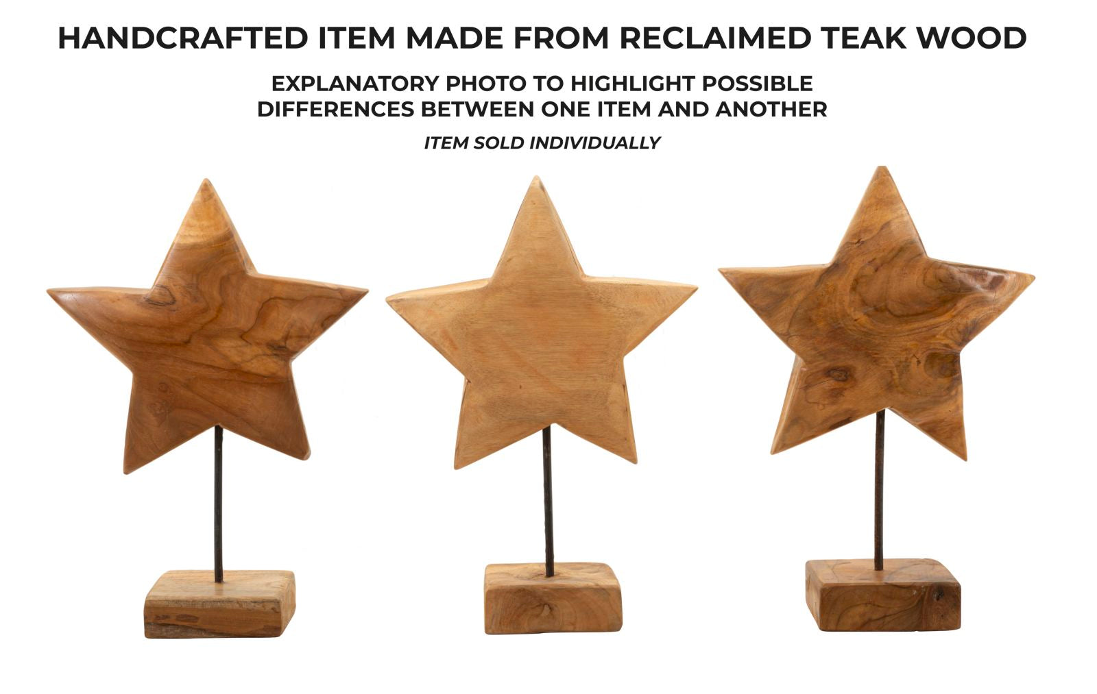 Decoratie Star Sculpture Teak 28×1242 cm