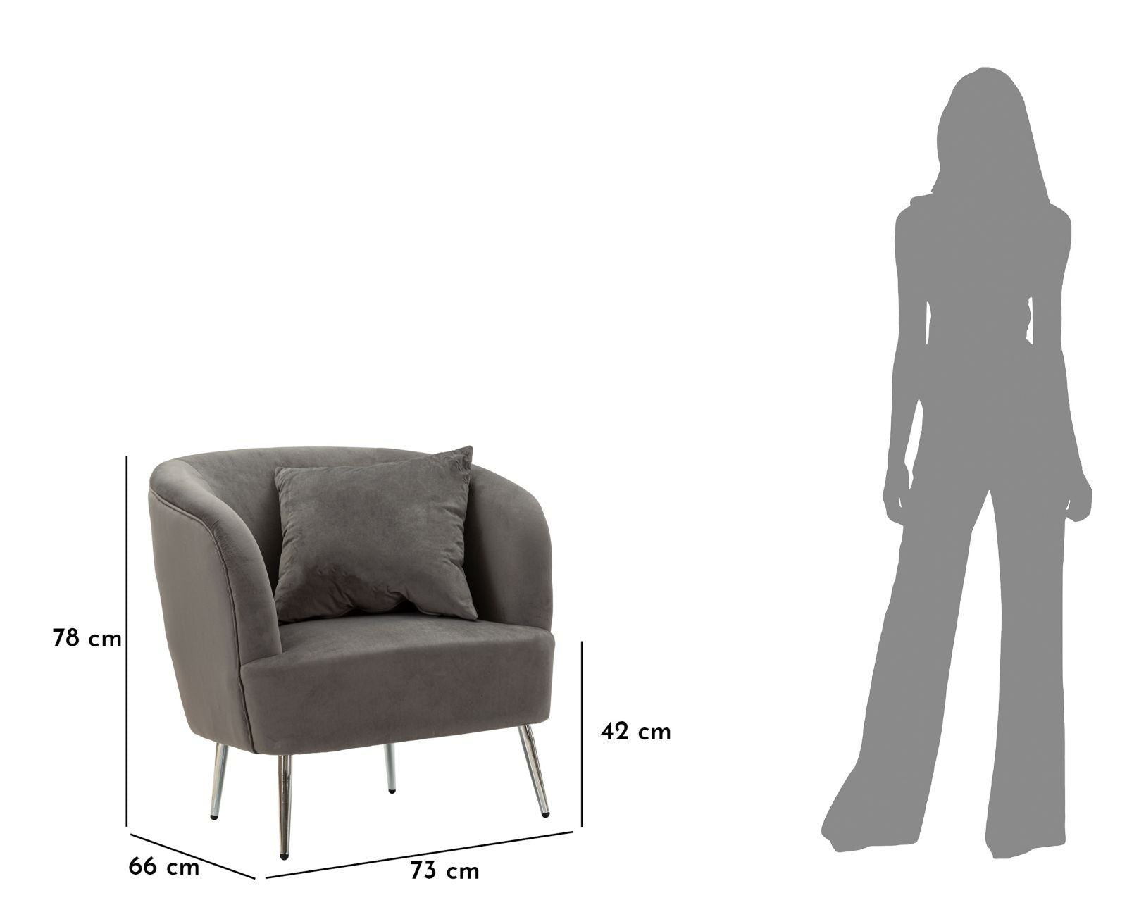 Fauteuil Silvery With Cushion 73×66×78 cm