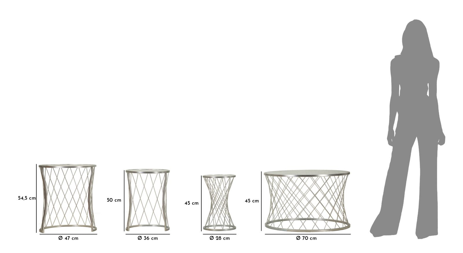 Tafel Noah Silver Set 4 Pcs Ø 70×45 cm