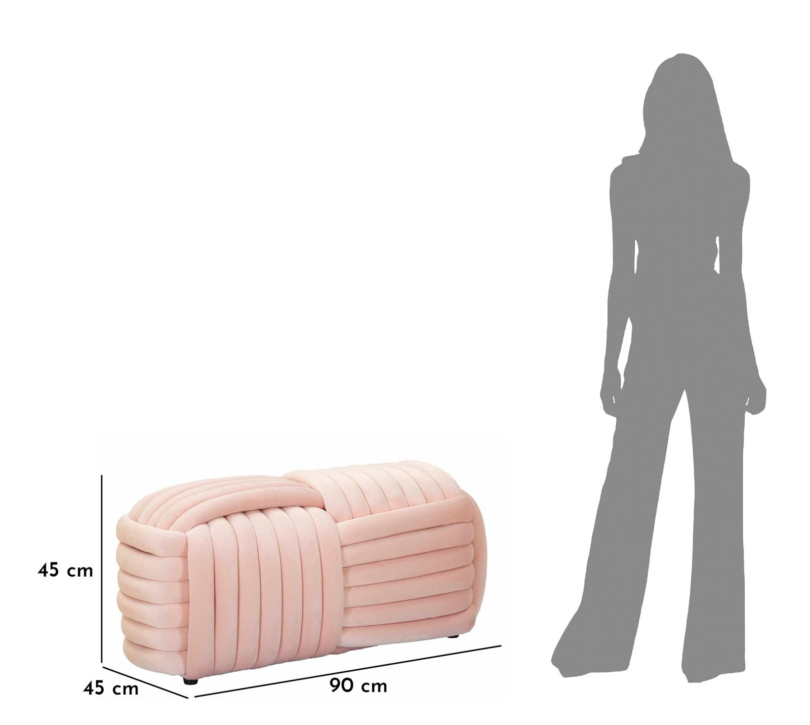 Bankje Softy Pink 90×45×45 cm