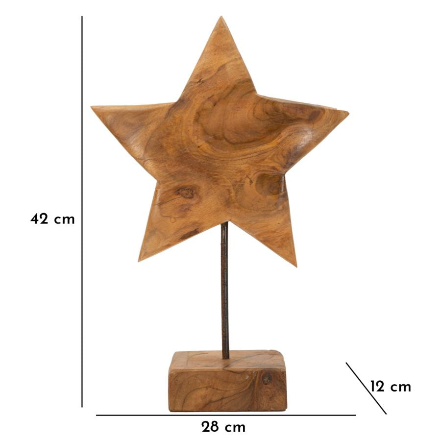 Decoratie Star Sculpture Teak 28×1242 cm