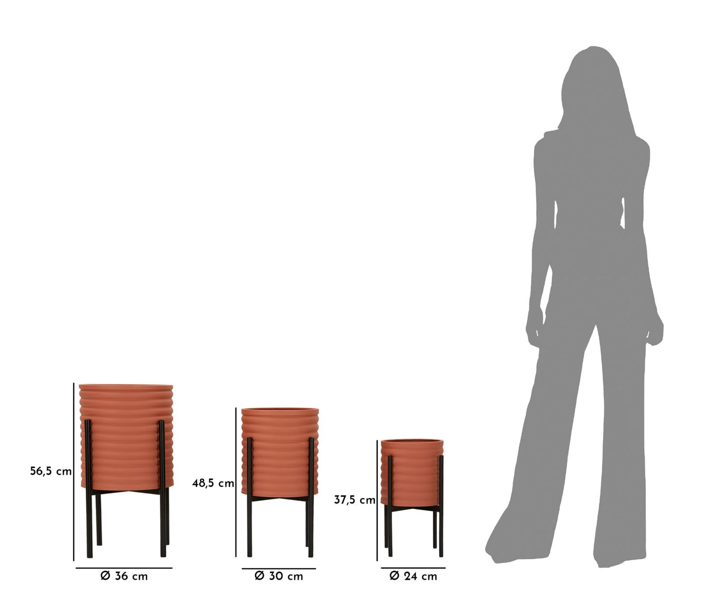 Vaashouder Milly Set 3 Pcs Ø 36×56,5 cm