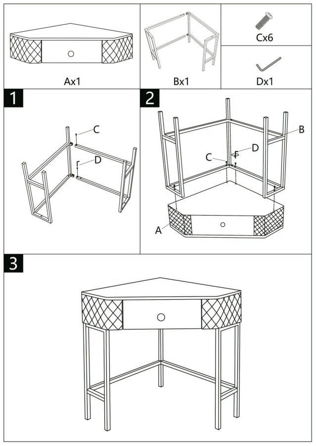 Consoletafel Angle Sharon 84,5×60×77 cm