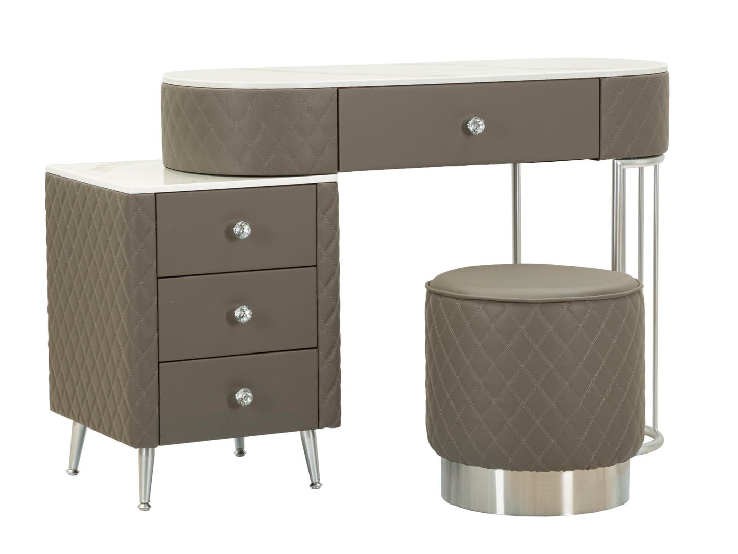 Bureau met kruk Bed Desk Sharon Grey With Stool Silver Legs 120×40×75 cm