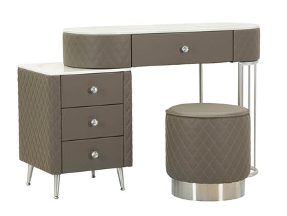 Bureau met kruk Bed Desk Sharon Grey With Stool Silver Legs 120×40×75 cm
