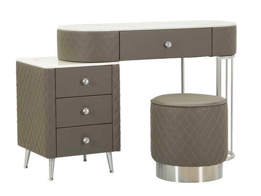 Bureau met kruk Bed Desk Sharon Grey With Stool Silver Legs 120×40×75 cm
