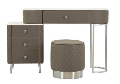 Bureau met kruk Bed Desk Sharon Grey With Stool Silver Legs 120×40×75 cm