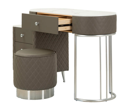 Bureau met kruk Bed Desk Sharon Grey With Stool Silver Legs 120×40×75 cm