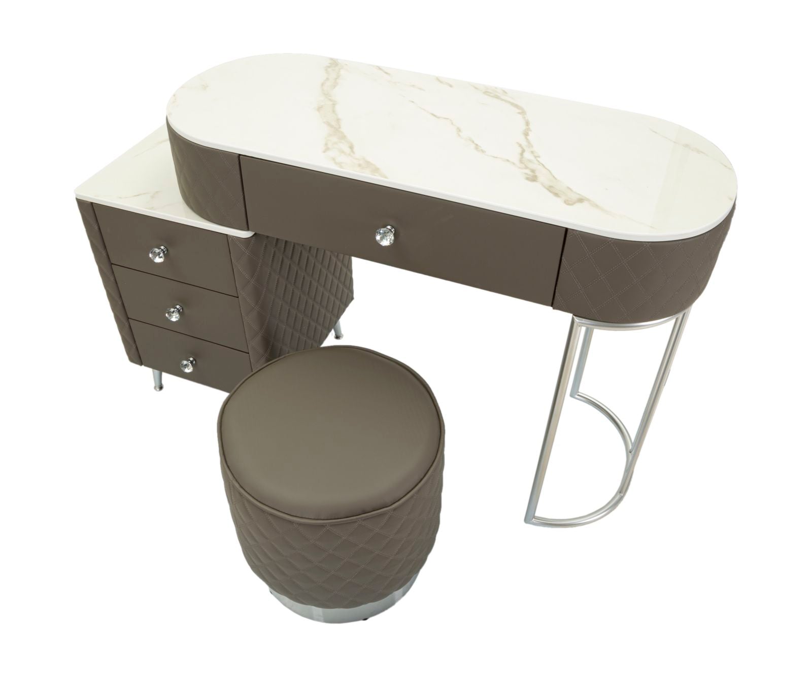 Bureau met kruk Bed Desk Sharon Grey With Stool Silver Legs 120×40×75 cm