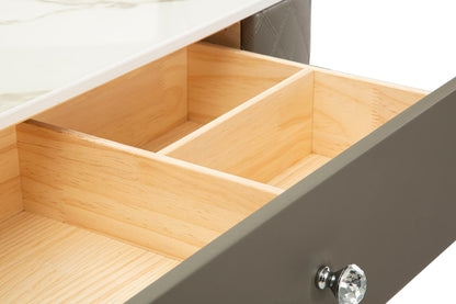 Bureau met kruk Bed Desk Sharon Grey With Stool Silver Legs 120×40×75 cm