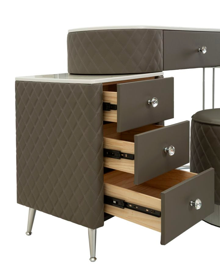 Bureau met kruk Bed Desk Sharon Grey With Stool Silver Legs 120×40×75 cm