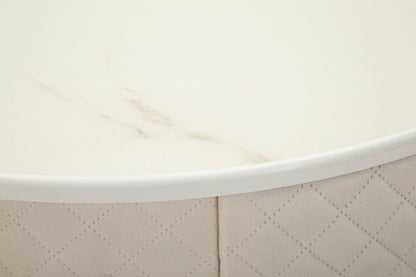 Nachtkastje met kruk Nightstand/dressing Table With Puff Vellit Cream Ø 52×70 cm