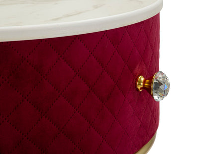 Nachtkastje met kruk Nightstand/dressing Table With Puff Red Vellit Ø 52×70 cm