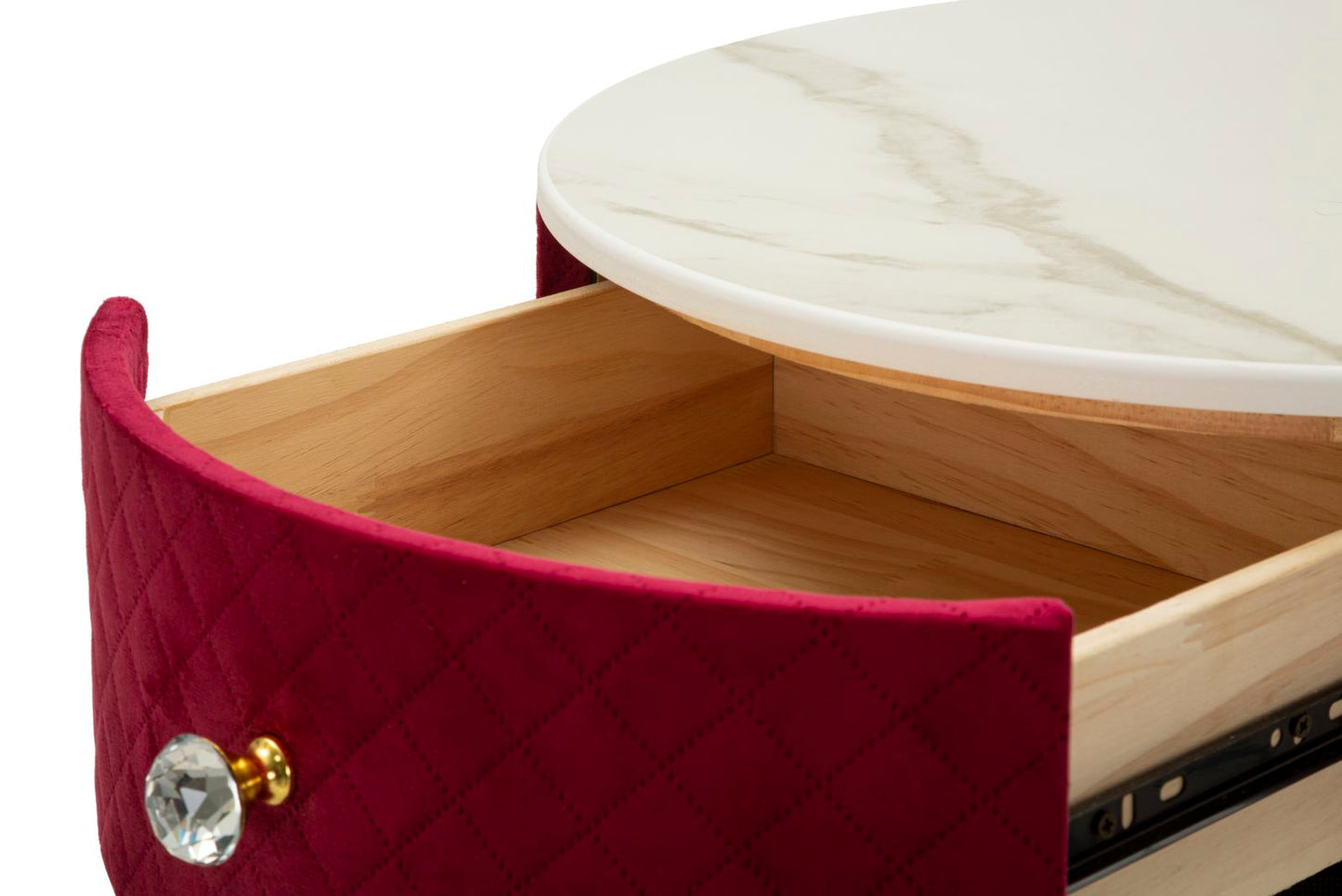 Nachtkastje met kruk Nightstand/dressing Table With Puff Red Vellit Ø 52×70 cm