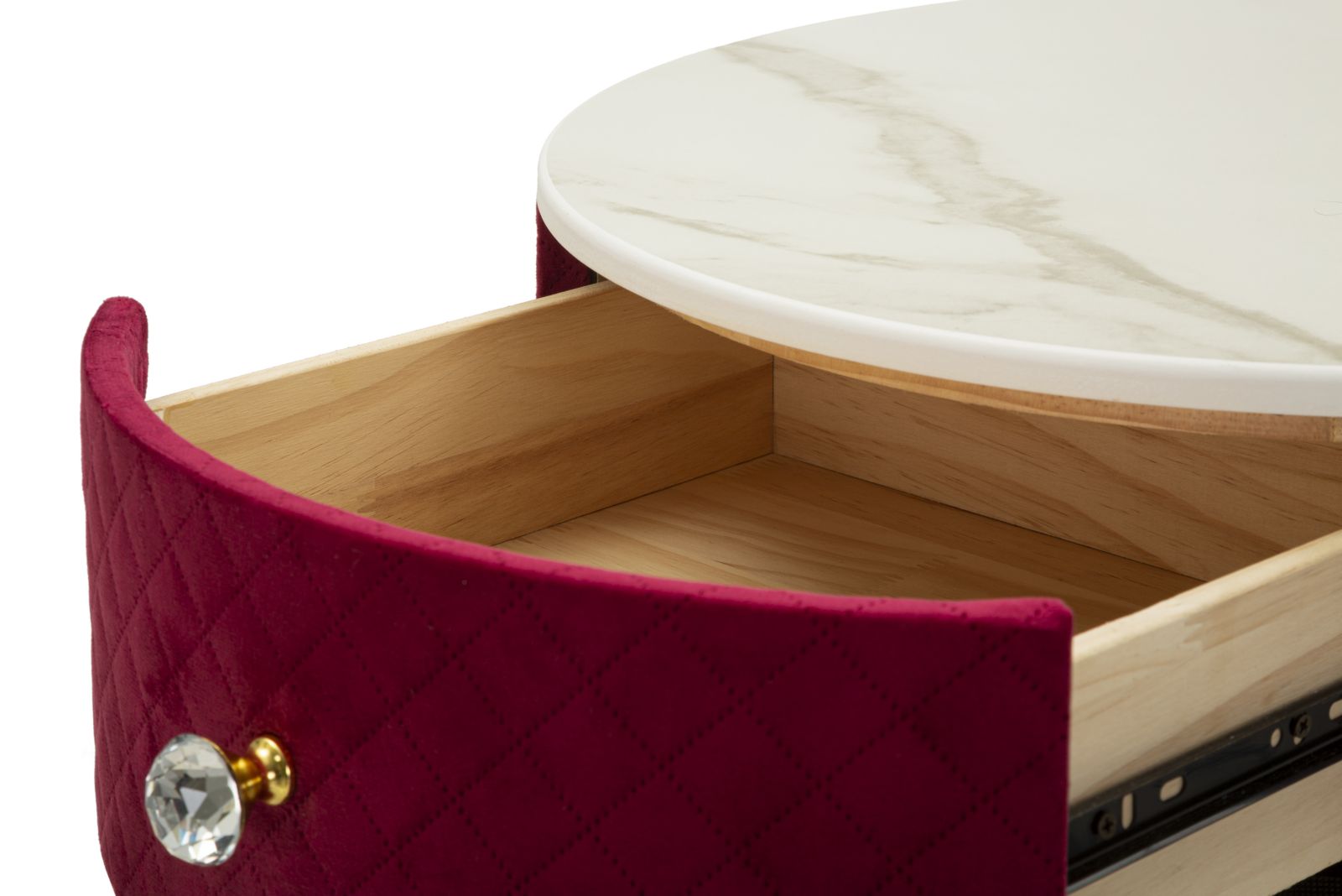 Nachtkastje met kruk Nightstand/dressing Table With Puff Red Vellit Ø 52×70 cm