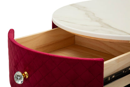 Nachtkastje met kruk Nightstand/dressing Table With Puff Red Vellit Ø 52×70 cm