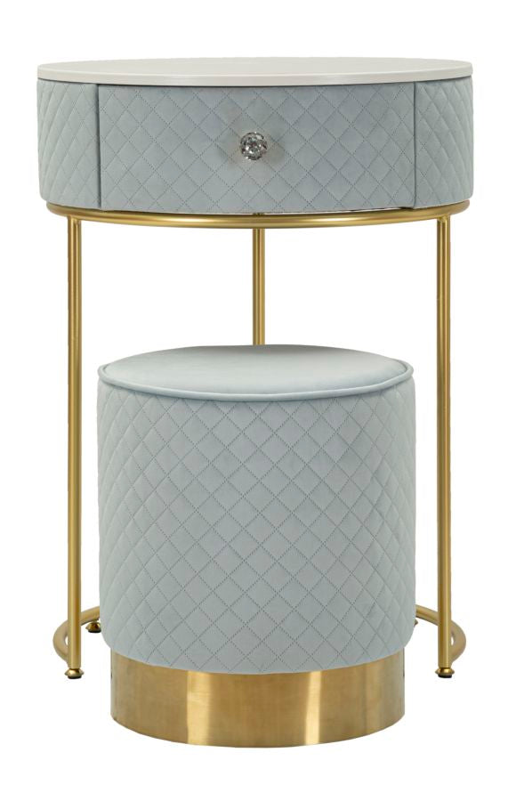 Nachtkastje met kruk Nightstand/dressing Table With Puff Vellit Light Blue Ø 52×70 cm