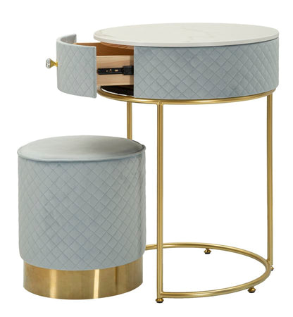 Nachtkastje met kruk Nightstand/dressing Table With Puff Vellit Light Blue Ø 52×70 cm