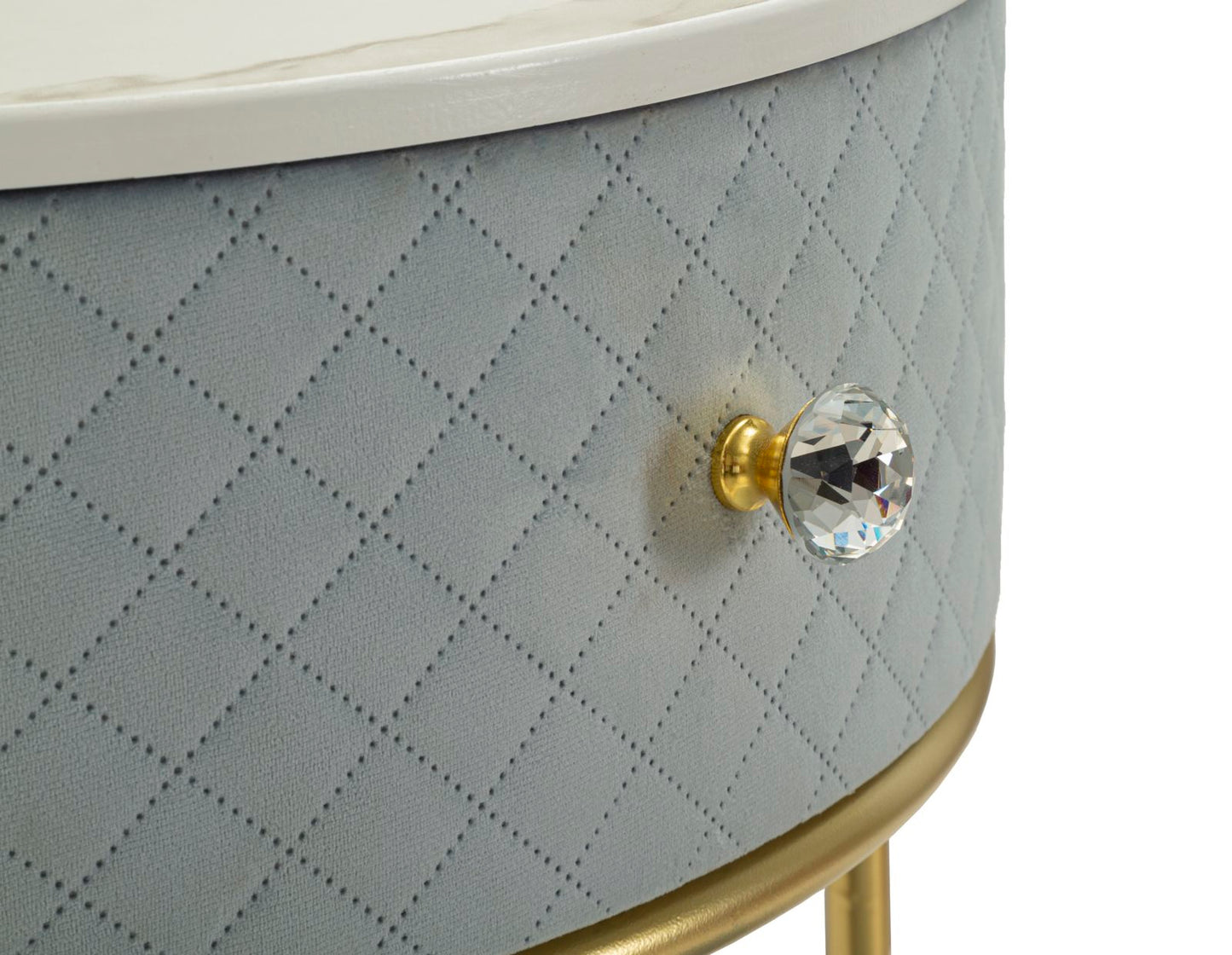 Nachtkastje met kruk Nightstand/dressing Table With Puff Vellit Light Blue Ø 52×70 cm