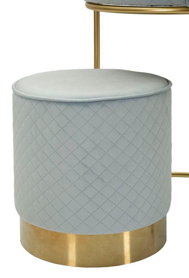 Nachtkastje met kruk Nightstand/dressing Table With Puff Vellit Light Blue Ø 52×70 cm
