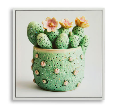 Schilderij Lacquered Canvas Print With Frame Cactus Jar -h- 40×2,8×40 cm