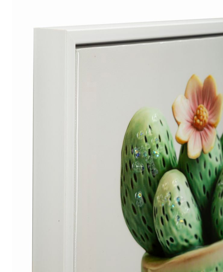 Schilderij Lacquered Canvas Print With Frame Cactus Jar -h- 40×2,8×40 cm