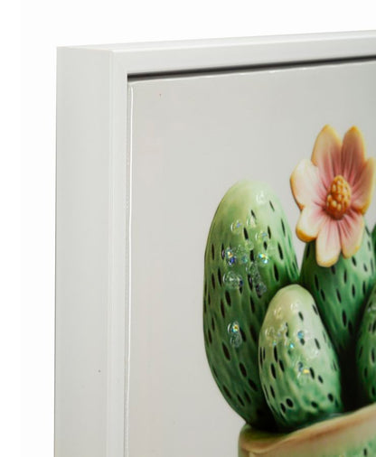 Schilderij Lacquered Canvas Print With Frame Cactus Jar -h- 40×2,8×40 cm