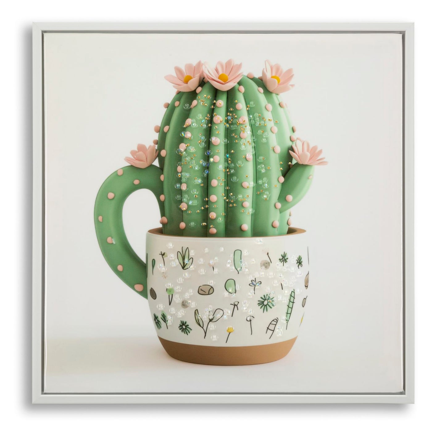 Schilderij Lacquered Canvas Print With Frame Cactus Jar -b- 40×2,8×40 cm