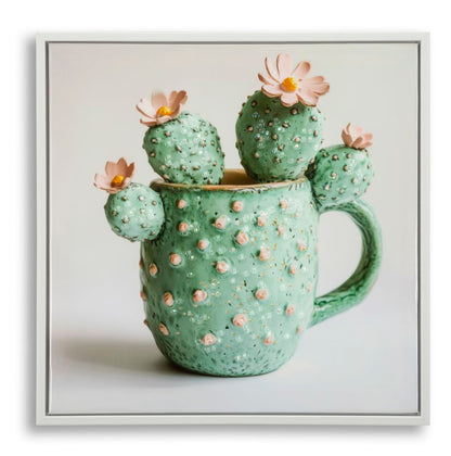 Schilderij Lacquered Canvas Print With Frame Cactus Jar -c- 40×2,8×40 cm