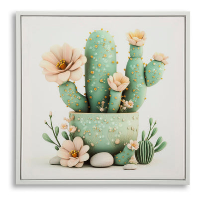 Schilderij Lacquered Canvas Print With Frame Cactus Jar -d- 40×2,8×40 cm