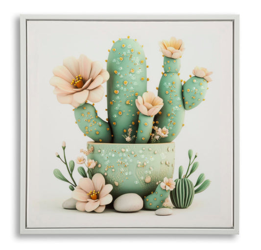 Schilderij Lacquered Canvas Print With Frame Cactus Jar -d- 40×2,8×40 cm