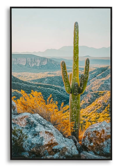 Schilderij Lacquered Canvas Print With Frame Cactus -w- 60×4×90 cm