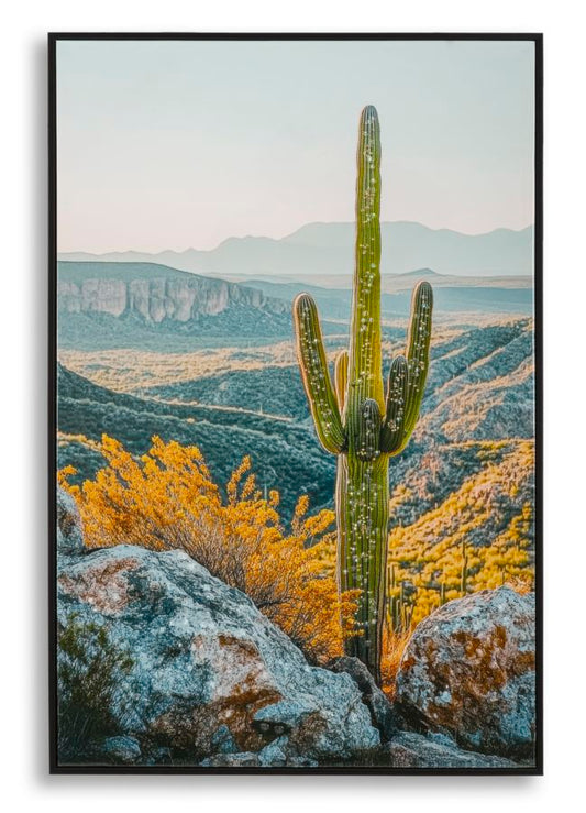 Schilderij Lacquered Canvas Print With Frame Cactus -w- 60×4×90 cm