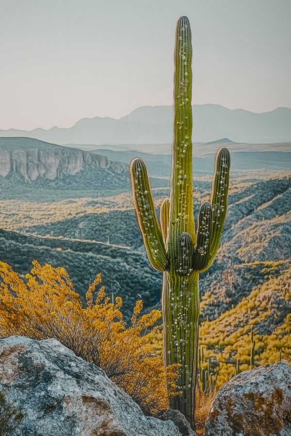 Schilderij Lacquered Canvas Print With Frame Cactus -w- 60×4×90 cm