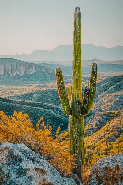 Schilderij Lacquered Canvas Print With Frame Cactus -w- 60×4×90 cm
